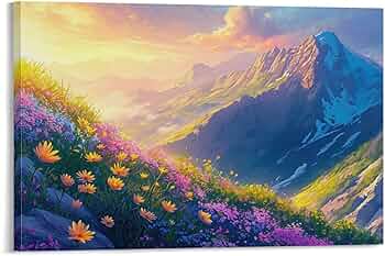 絵画 インテリア 絵 額付(白) 油絵 F4-081011 風景 山 高原 花 絵画 インテリア 絵 額付 (白) 油絵 F4-081011 風景（山高原花